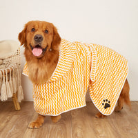 HKM-973587 Microfiber Dog and Cat Bathrobe Towel with Belt - Water-Absorbent in Yellow and Grey