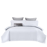 HKM-973587 Pure White Four-Piece Bed Sheet Set in Polyester-Cotton Blend, Available in Multiple Sizes