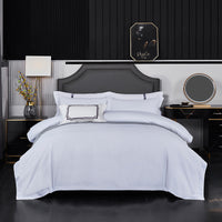 HKM-973587 Pure White Four-Piece Bed Sheet Set in Polyester-Cotton Blend, Available in Multiple Sizes