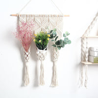 HKM-973715 Woven Cotton Tapestry with Dried Flowers for Pot Rack - European Handcrafted Design