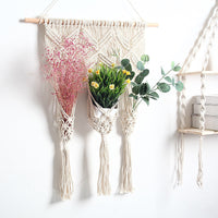 HKM-973715 Woven Cotton Tapestry with Dried Flowers for Pot Rack - European Handcrafted Design