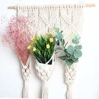 HKM-973715 Woven Cotton Tapestry with Dried Flowers for Pot Rack - European Handcrafted Design