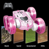 HKM-973779 Double-Sided 2.4GHz Remote Control Stunt Car with Lights – 360 Rotations, Rechargeable RC Drift Car for Kids and Teens
