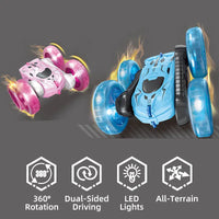 HKM-973779 Double-Sided 2.4GHz Remote Control Stunt Car with Lights – 360 Rotations, Rechargeable RC Drift Car for Kids and Teens