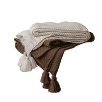 HKM-973779 Nordic Style Solid Color Knitted Blanket for All Seasons – 180x130cm, Soft Acrylic Shawl in Beige, Dark Gray, and Coffee
