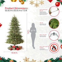 HKM-973907 Pre-Lit 7.5ft Artificial Balsam Fir Christmas Tree with 3,941 Branch Tips and 1,485 LED Lights