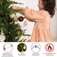 HKM-973907 Pre-Lit 7.5ft Artificial Balsam Fir Christmas Tree with 3,941 Branch Tips and 1,485 LED Lights