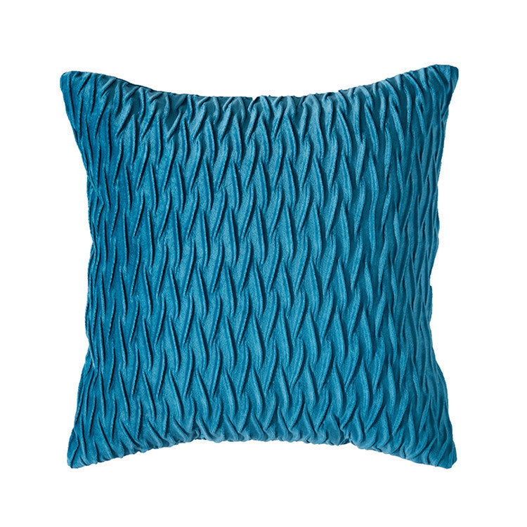 HKM-973907 Solid Velvet Pleated Throw Pillow Cover - 45cm x 45cm in Various Colors