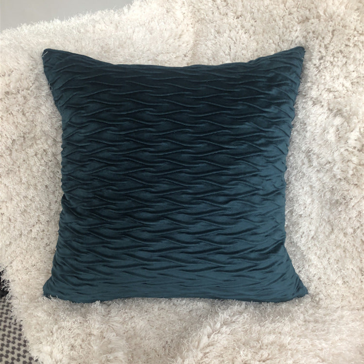 HKM-973907 Solid Velvet Pleated Throw Pillow Cover - 45cm x 45cm in Various Colors