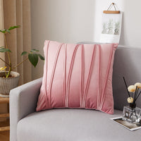HKM-973907 Solid Velvet Pleated Throw Pillow Cover - 45cm x 45cm in Various Colors