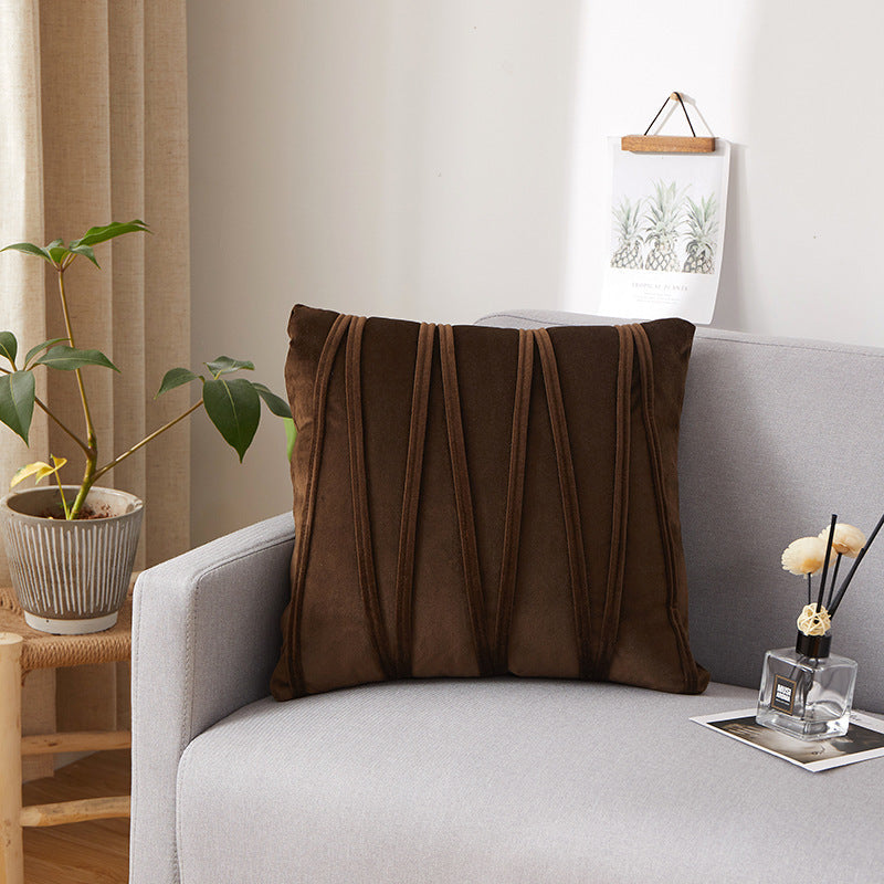 HKM-973907 Solid Velvet Pleated Throw Pillow Cover - 45cm x 45cm in Various Colors