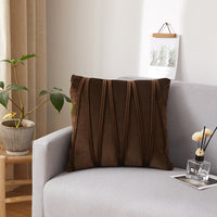 HKM-973907 Solid Velvet Pleated Throw Pillow Cover - 45cm x 45cm in Various Colors