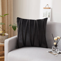 HKM-973907 Solid Velvet Pleated Throw Pillow Cover - 45cm x 45cm in Various Colors