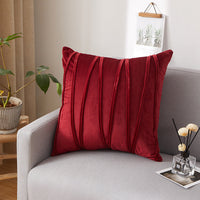 HKM-973907 Solid Velvet Pleated Throw Pillow Cover - 45cm x 45cm in Various Colors