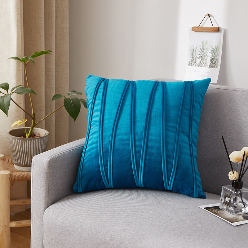 HKM-973907 Solid Velvet Pleated Throw Pillow Cover - 45cm x 45cm in Various Colors