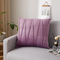 HKM-973907 Solid Velvet Pleated Throw Pillow Cover - 45cm x 45cm in Various Colors
