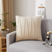 HKM-973907 Solid Velvet Pleated Throw Pillow Cover - 45cm x 45cm in Various Colors