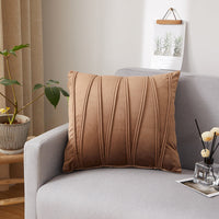 HKM-973907 Solid Velvet Pleated Throw Pillow Cover - 45cm x 45cm in Various Colors