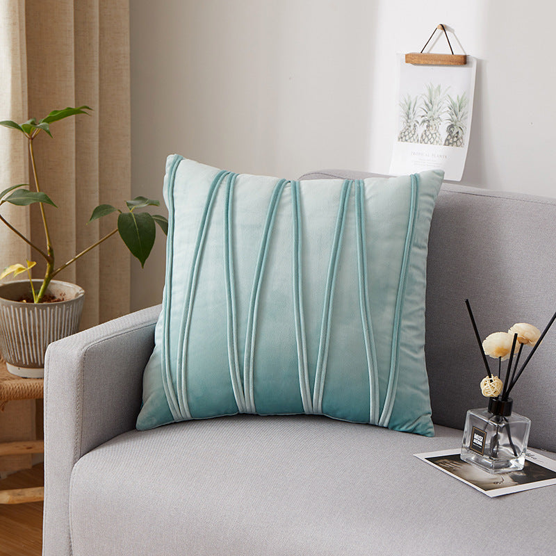 HKM-973907 Solid Velvet Pleated Throw Pillow Cover - 45cm x 45cm in Various Colors