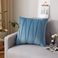 HKM-973907 Solid Velvet Pleated Throw Pillow Cover - 45cm x 45cm in Various Colors