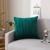 HKM-973907 Solid Velvet Pleated Throw Pillow Cover - 45cm x 45cm in Various Colors