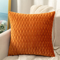 HKM-973907 Solid Velvet Pleated Throw Pillow Cover - 45cm x 45cm in Various Colors