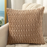 HKM-973907 Solid Velvet Pleated Throw Pillow Cover - 45cm x 45cm in Various Colors