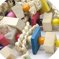 HKM-974035 Natural Wood and Corn Husk Parrot Toys for Chewing | 30-50cm Length, 350g Weight