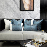 HKM-974227 Blue and White Patchwork Cushion Covers for Living Room Sofa - Various Sizes Available