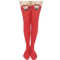 HKM-974547 Christmas Striped Socks with Fun Themed Designs – Red and Green Highlights
