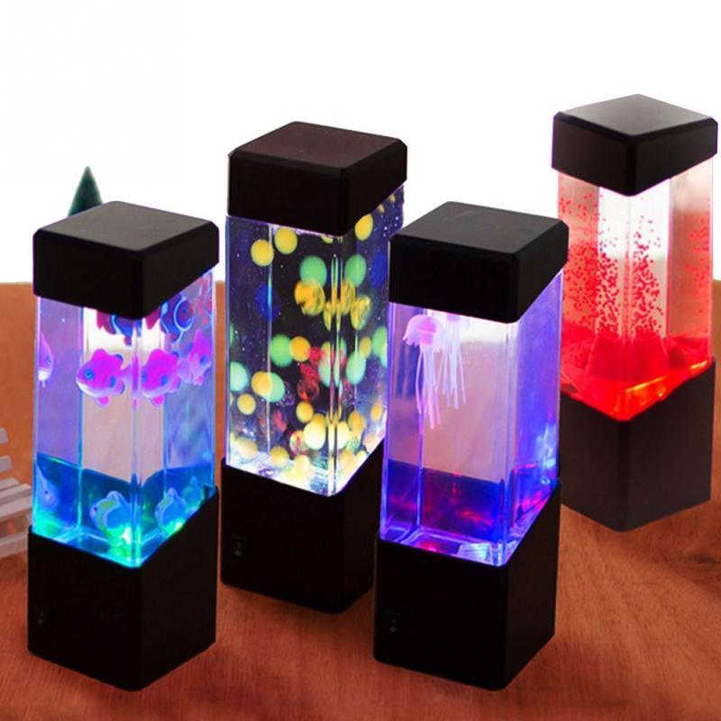 HKM-974611 Colorful LED Jellyfish Night Light with Volcanic Effect - Battery Operated or USB Compatible
