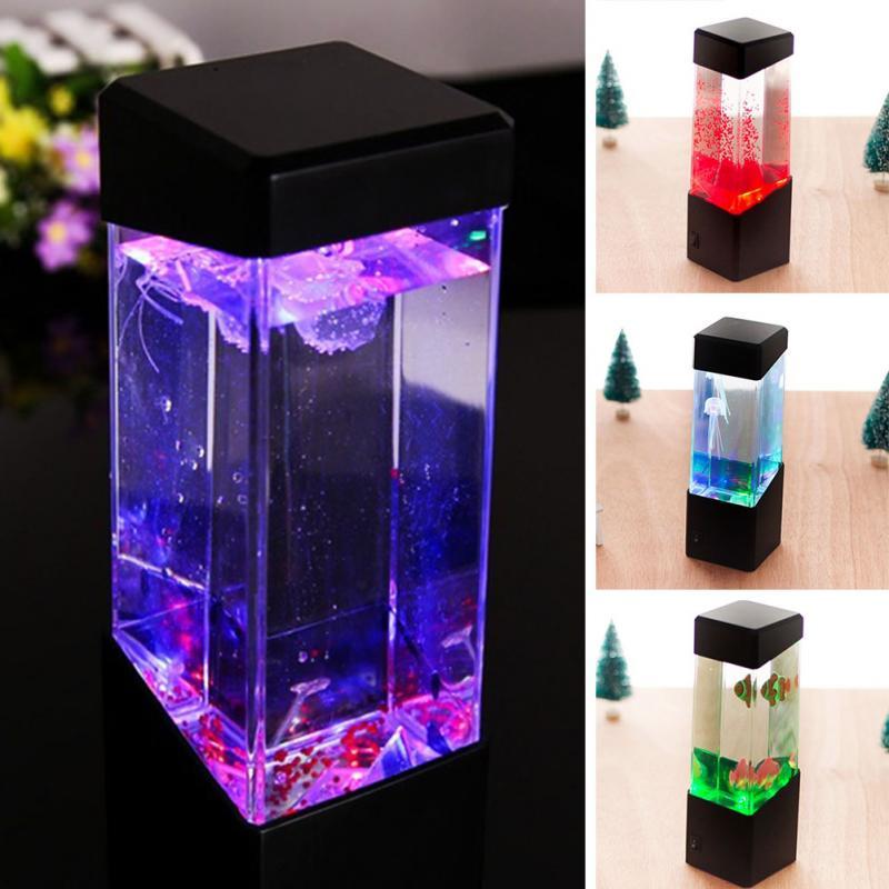 HKM-974611 Colorful LED Jellyfish Night Light with Volcanic Effect - Battery Operated or USB Compatible