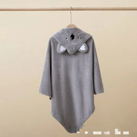 HKM-974611 Hooded Coral Fleece Baby Bath Towel with Cartoon Embroidery, Soft and Thick, 80x80cm