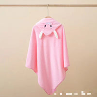 HKM-974611 Hooded Coral Fleece Baby Bath Towel with Cartoon Embroidery, Soft and Thick, 80x80cm