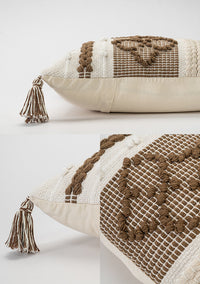 HKM-974739 Handmade Geometric Plush Pillowcase - Retro Brown Square Design (45x45cm)