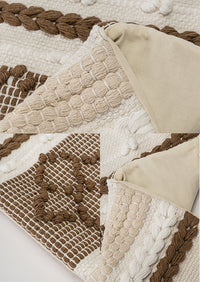 HKM-974739 Handmade Geometric Plush Pillowcase - Retro Brown Square Design (45x45cm)