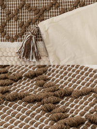 HKM-974739 Handmade Geometric Plush Pillowcase - Retro Brown Square Design (45x45cm)