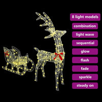 HKM-974739 Warm White Reindeer Sleigh Decoration, 70 x 26 cm, Weather-Resistant Acrylic, USB Powered, Easy Assembly