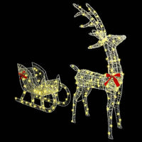 HKM-974739 Warm White Reindeer Sleigh Decoration, 70 x 26 cm, Weather-Resistant Acrylic, USB Powered, Easy Assembly