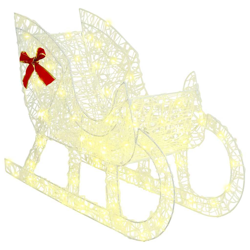 HKM-974739 Warm White Reindeer Sleigh Decoration, 70 x 26 cm, Weather-Resistant Acrylic, USB Powered, Easy Assembly