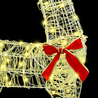HKM-974739 Warm White Reindeer Sleigh Decoration, 70 x 26 cm, Weather-Resistant Acrylic, USB Powered, Easy Assembly