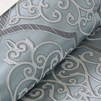 HKM-974931 12 Piece King Comforter Set with Cotton Bed Sheets in Blue, Jacquard Design, Hypoallergenic Filling
