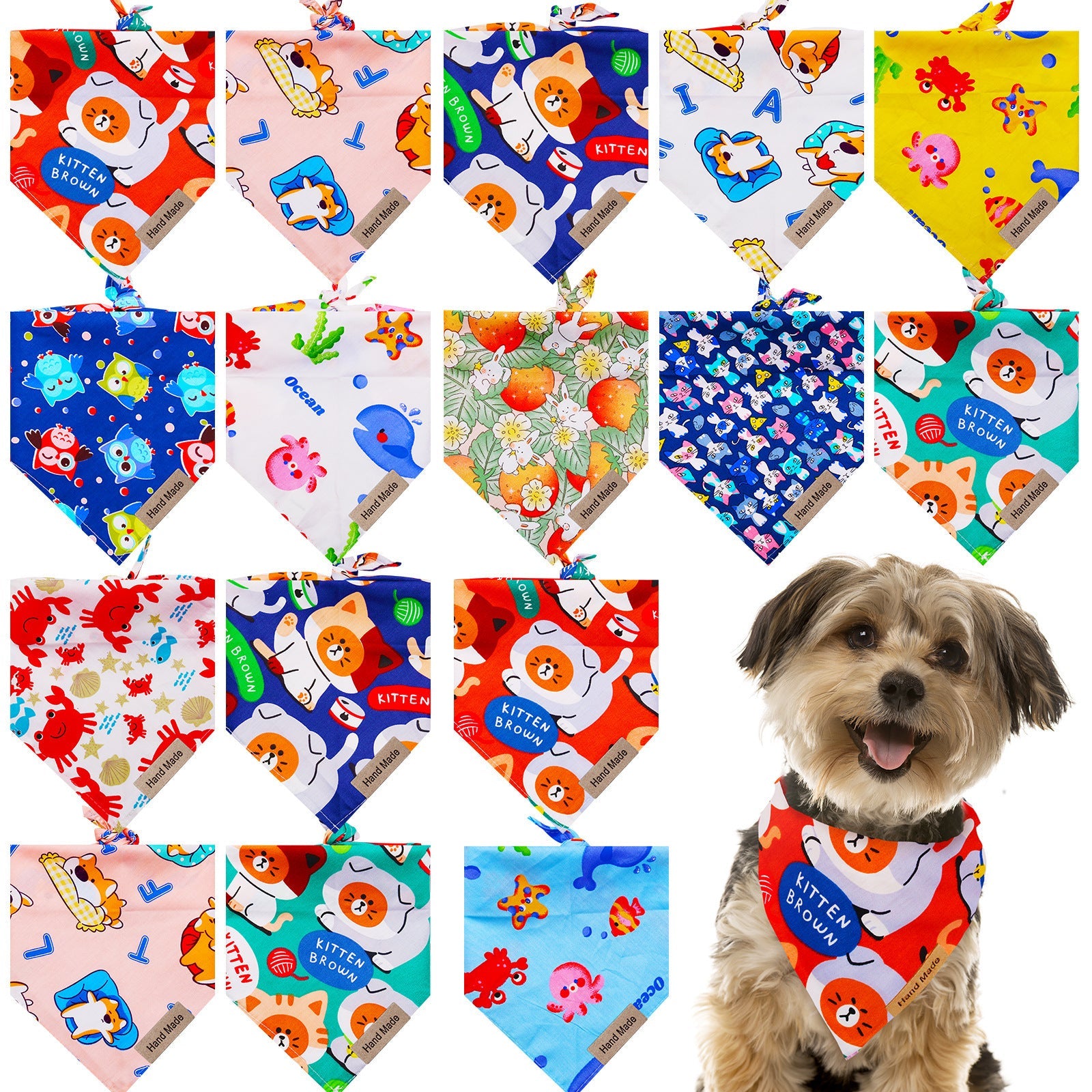 HKM-974931 Cute Cartoon Pet Saliva Towel - Assorted Designs for Fun and Practical Use