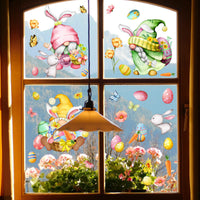 HKM-975059 Easter Cartoon Double-Sided Static Stickers - Floral & Plant Design for Home Decor (Set of 3)