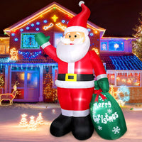 HKM-975123 12 FT Inflatable Christmas Reindeer with Gift Box - Yard Lawn Decoration with Built-in LED Lights