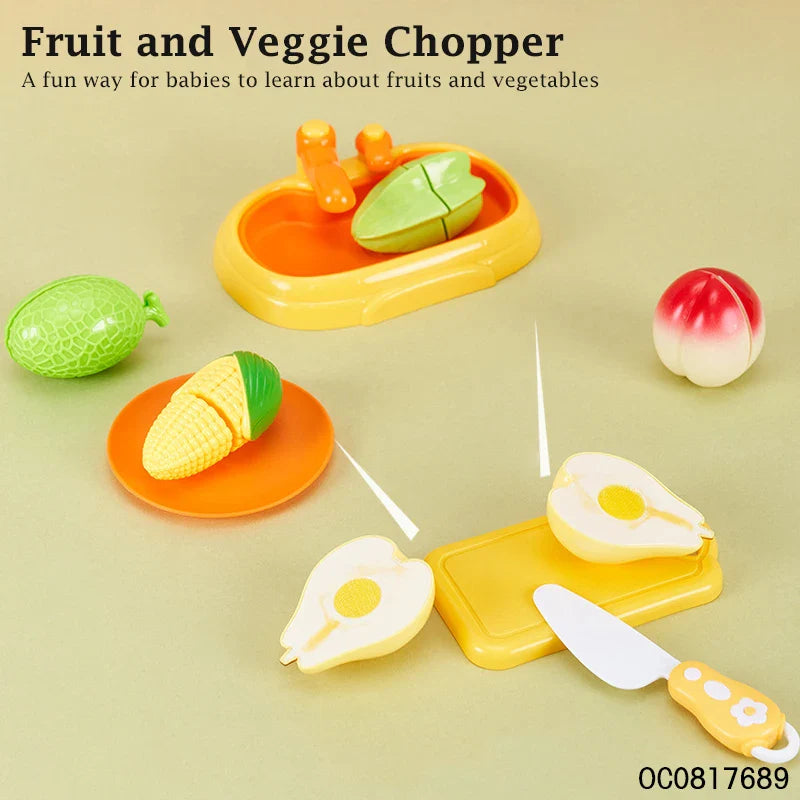 KTX-975187 Kids Kitchen Pretend Play Cutting Fruits and Vegetables Toy Set for Early Learning, Ages 3+