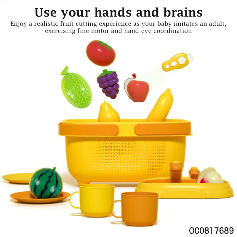 KTX-975187 Kids Kitchen Pretend Play Cutting Fruits and Vegetables Toy Set for Early Learning, Ages 3+