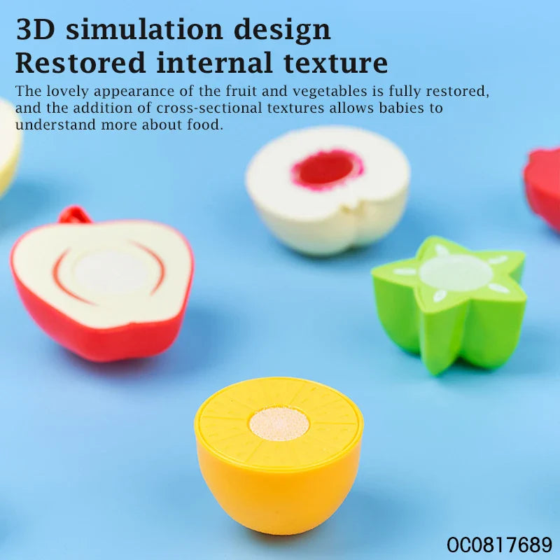 KTX-975187 Kids Kitchen Pretend Play Cutting Fruits and Vegetables Toy Set for Early Learning, Ages 3+