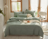 HKM-975251 Retro Style Cotton Plaid Four-Piece Bedding Set for 1.8m Bed