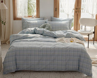 HKM-975251 Retro Style Cotton Plaid Four-Piece Bedding Set for 1.8m Bed